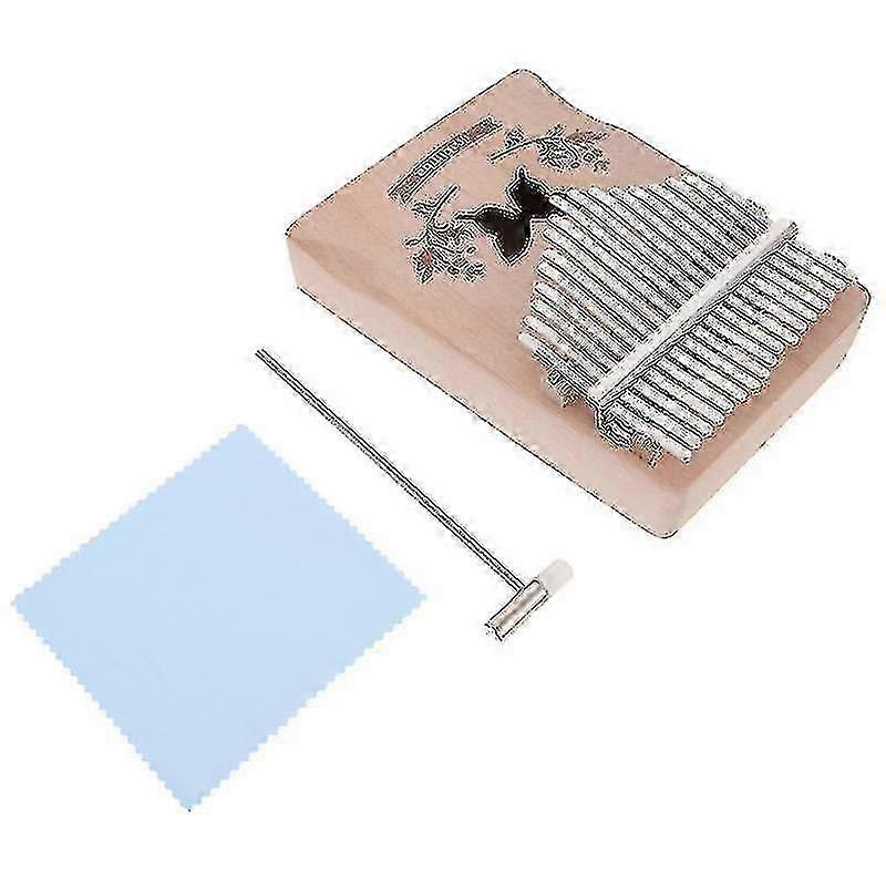 Wooden Color Finger And Hand Cymbals 1 Set Thumb Piano 17 Key Finger Piano Portable