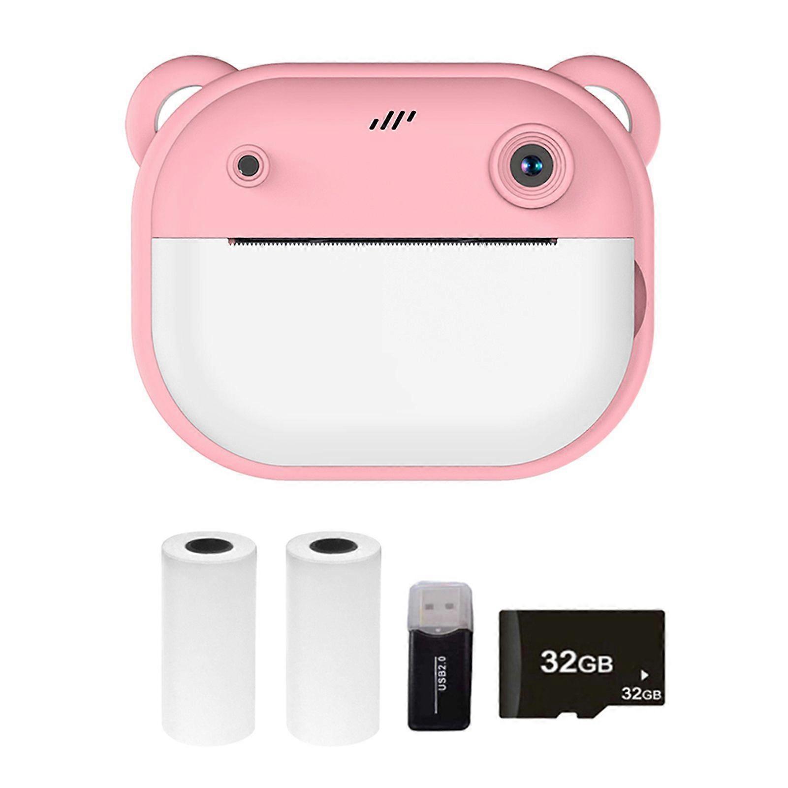 Kid Camera Children 1080P Digital Camera Thermal Print with 2Inch IPS Screen Photo Selfie Video with 2 Rolls Print Paper for Girls Boys