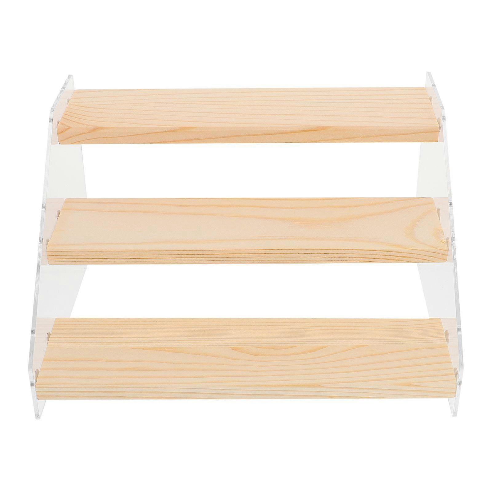 1 Pc Clear Acrylic and Wooden Display Rack Durable Display Stand for Organizer