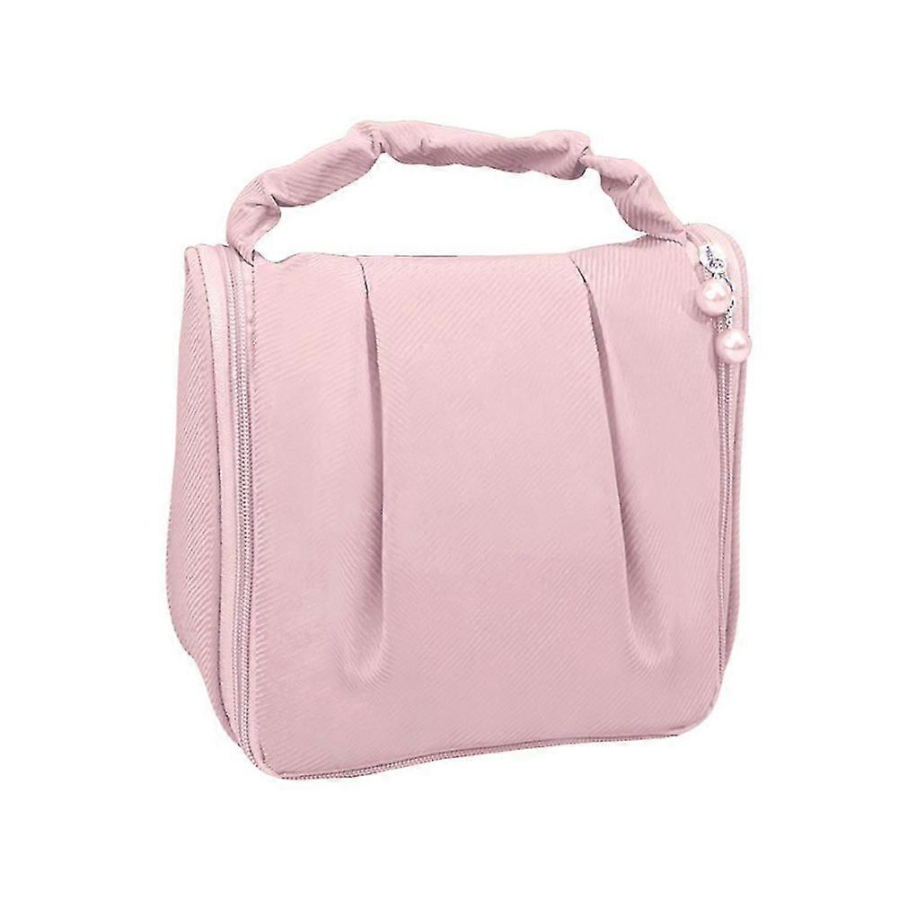 Pleated Cosmetic Bag with Hanging Hook Multipurpose Lightweight Wash Bag for Traveling Hotel Makeup