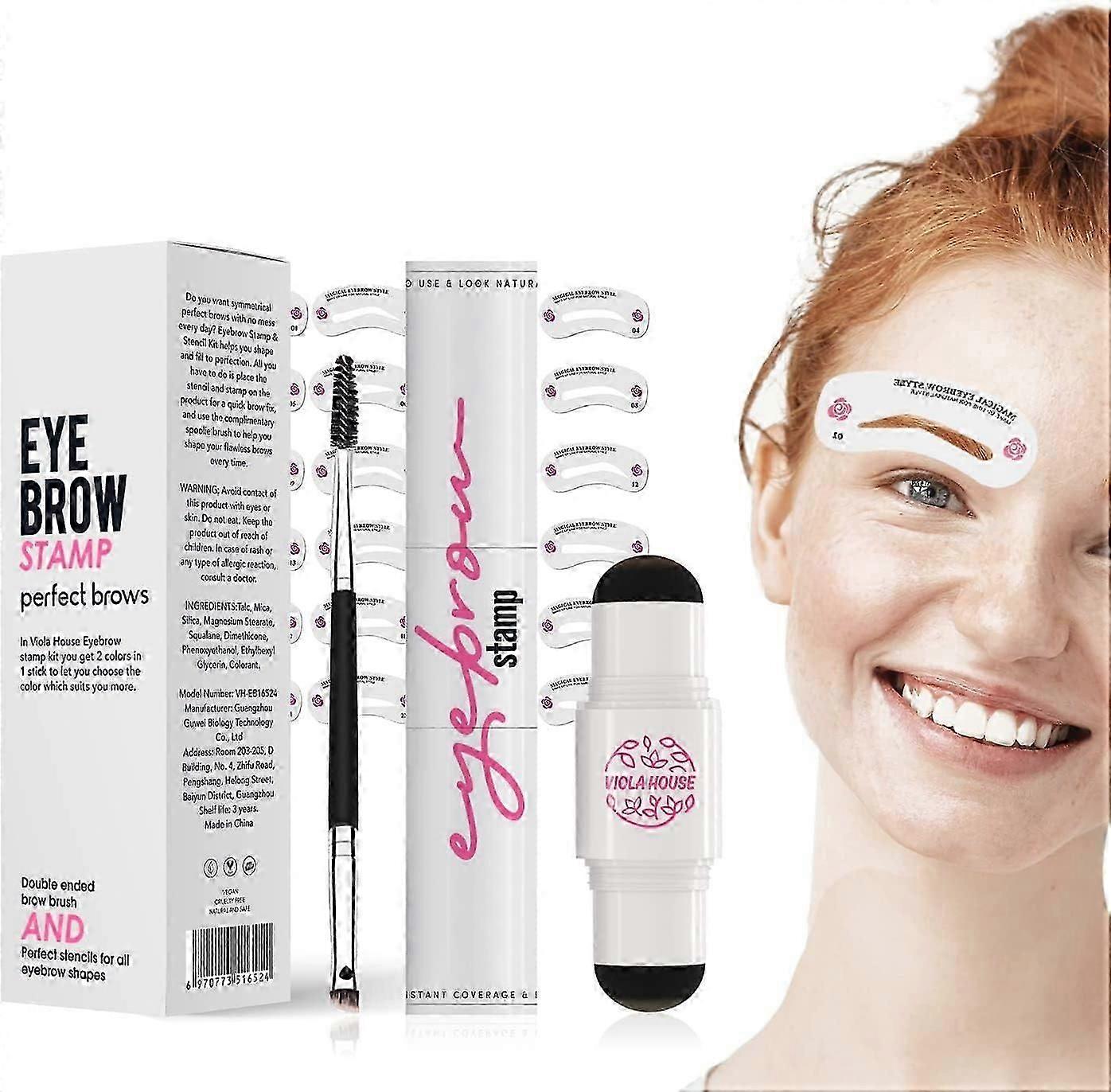 high quality Eyebrow Stamp Kit, Eyebrow Stamp, Long Lasting, Naturally No Falling, Waterproof Eyebrow Stamp, with 24 Reusable Eyebrow Stencils and 1 B