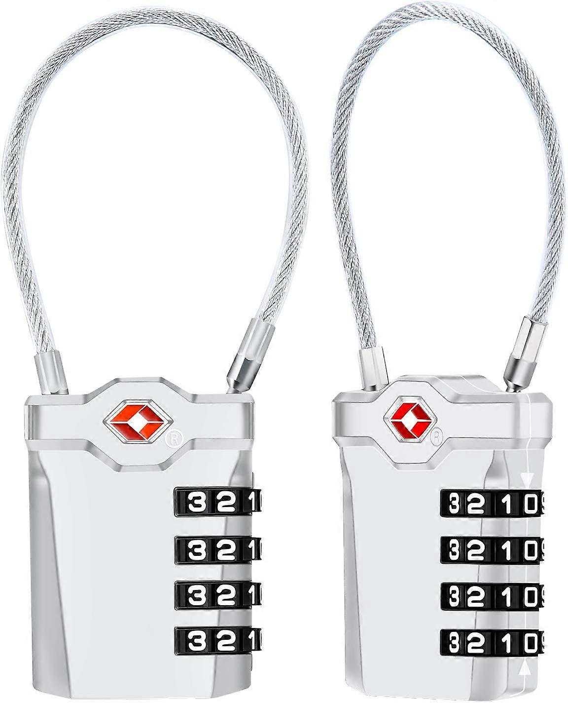 Luggage Locks , [Newest Version] [2 Pack] 4 Digit Combination Travel 14cm Flexible Cable Combination