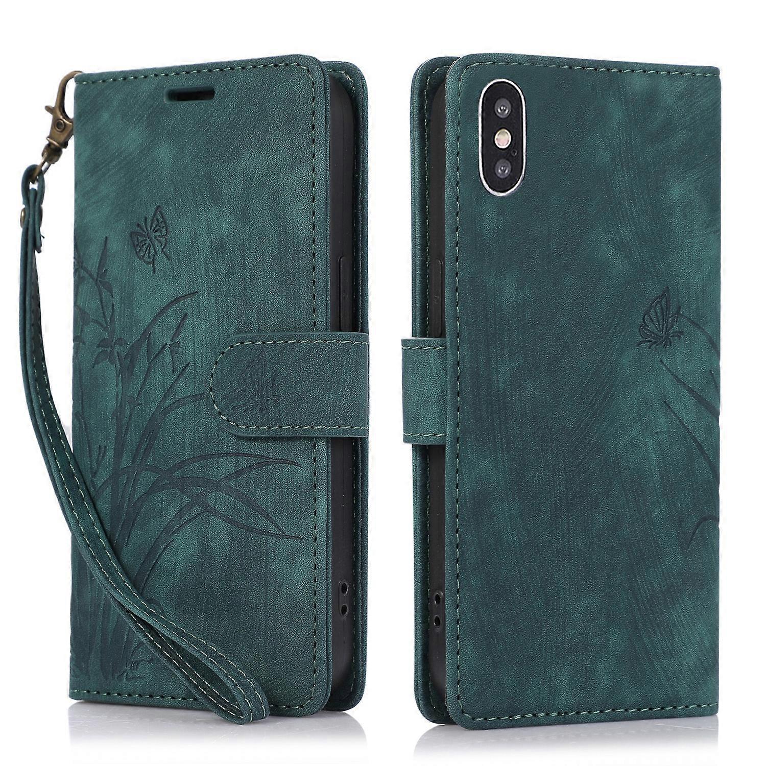 Orchid Butterfly Embossed Leather Phone Case