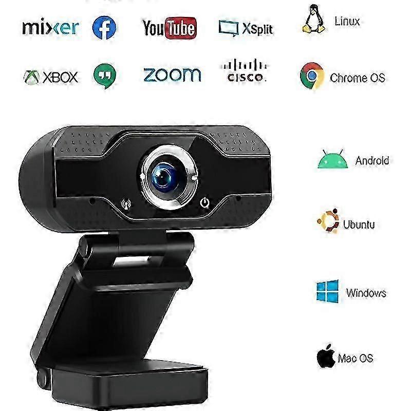 1080P Full HD Live Streaming Webcam with Noise Cancelling and USB Plug and Play PC Web Camera for Video and Recording
