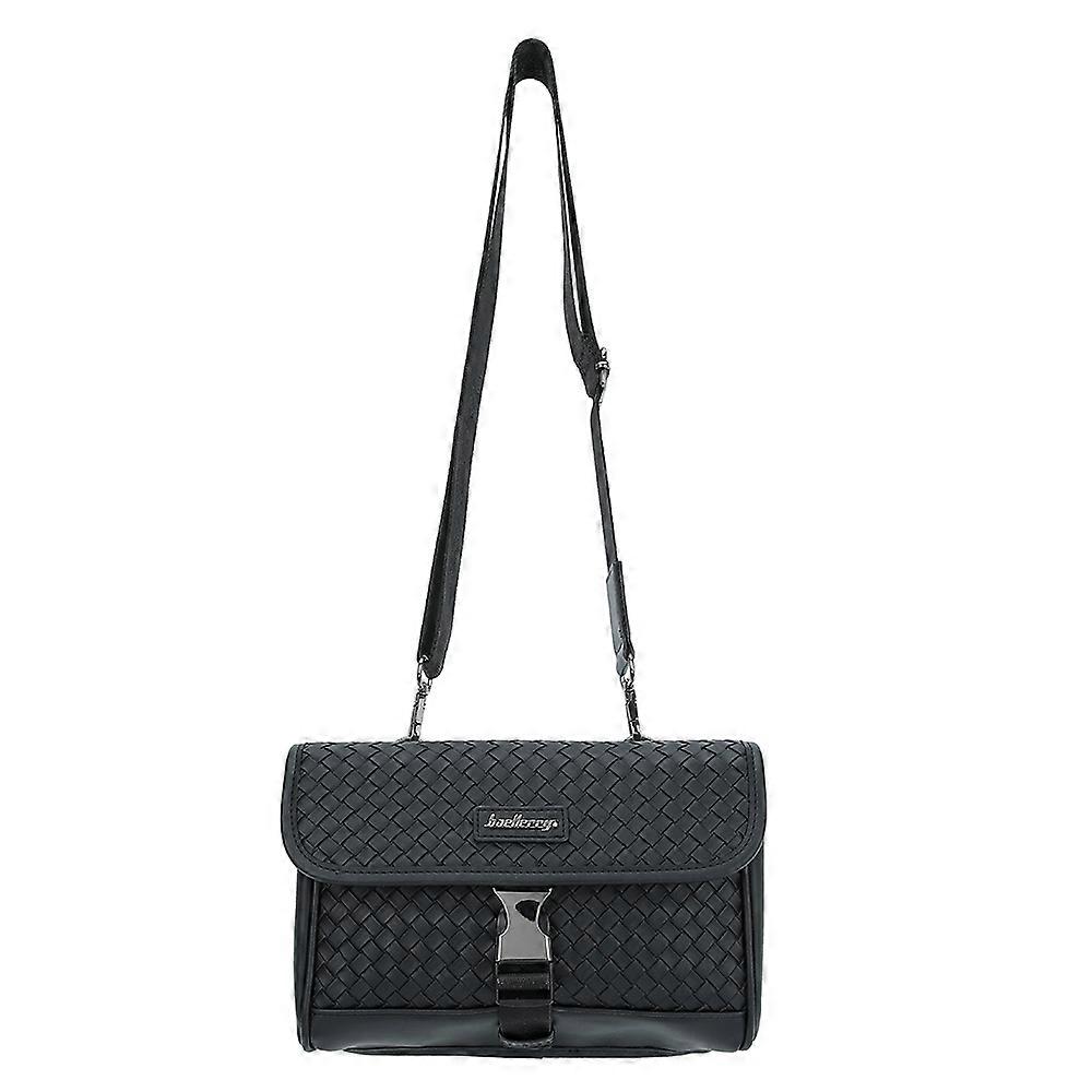 BAELLERRY N8926 Business Men Shoulder Bag Woven PU Leather Crossbody Bag