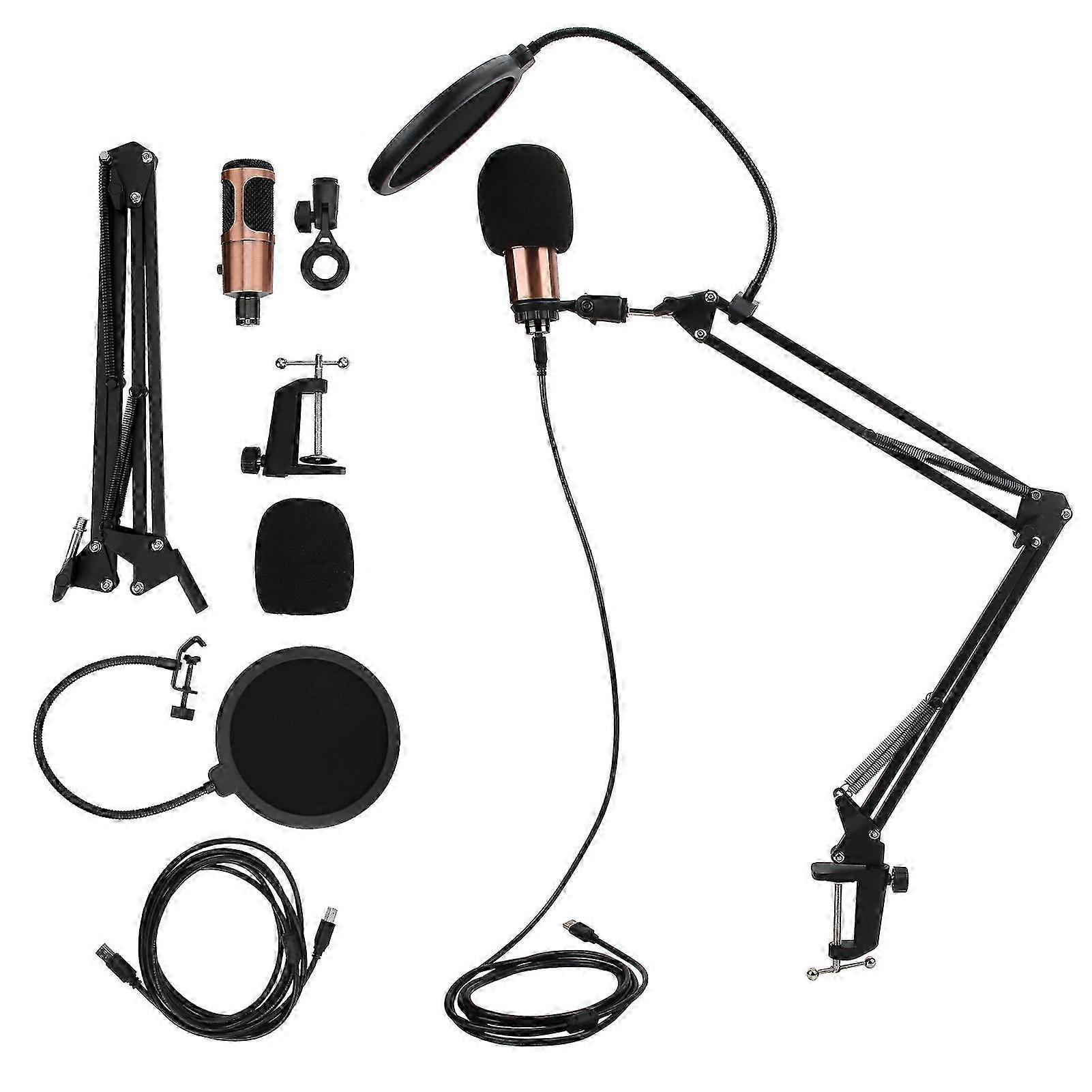 USB Mic Kit with Flexible Arm Stand Pop Filter for Windows XP/Vista/7/8/10/OS X DC 5V