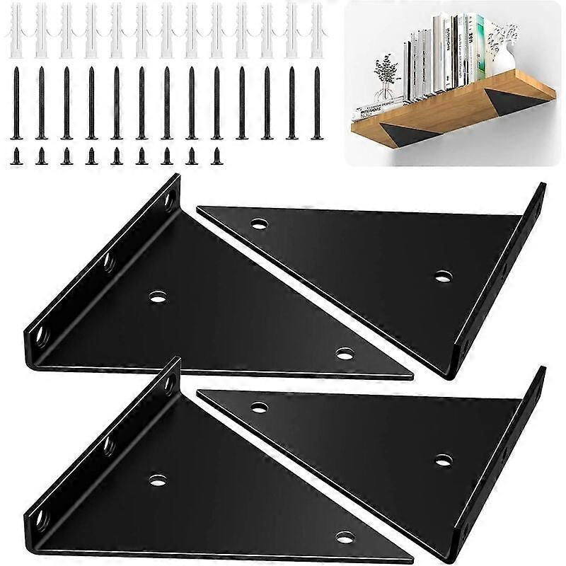 Extra Thick Shelf Brackets, Floating Shelf Support With Hidden Right Angle Design For Efficient Storage In Any Room (4PCS, 6 Inch)
