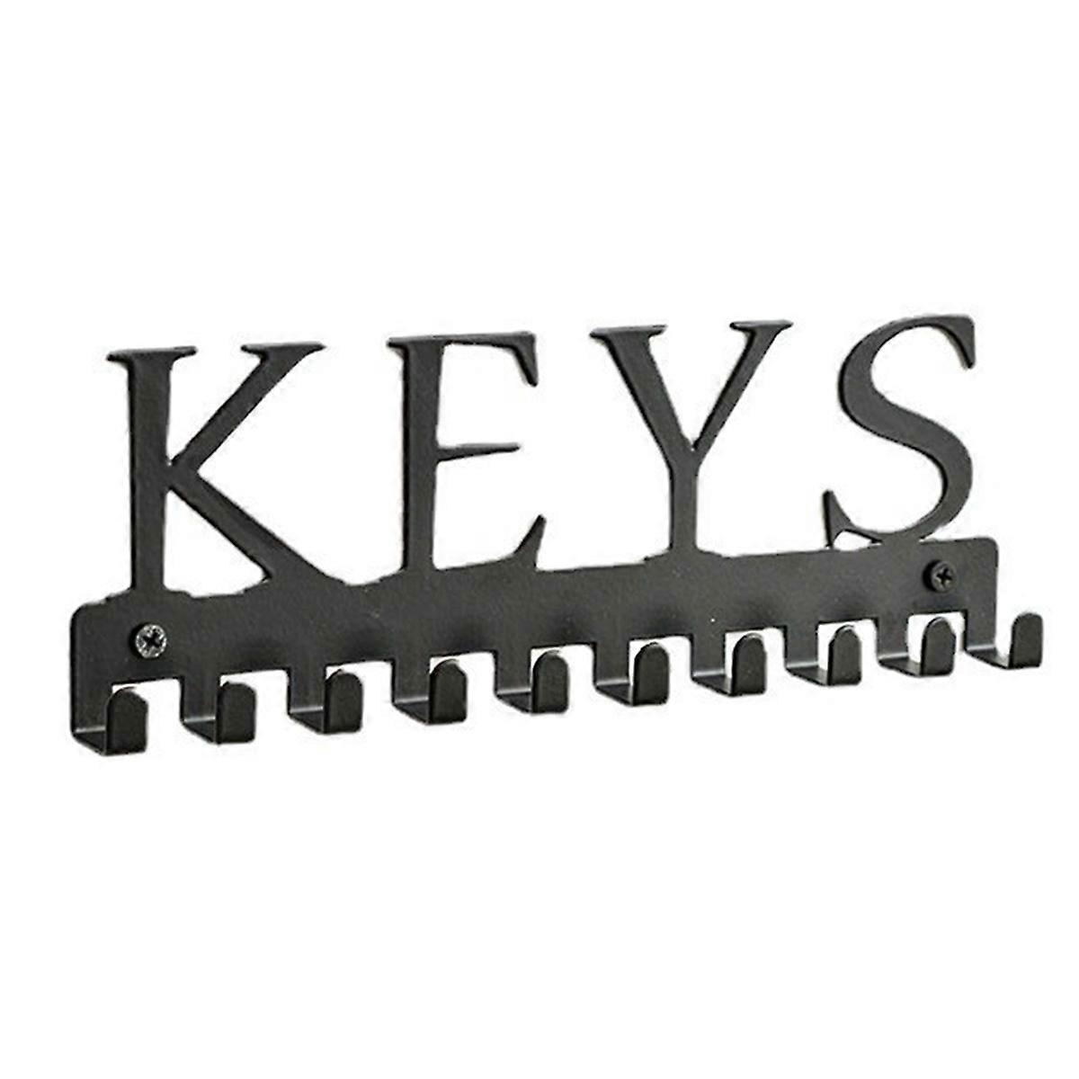 Key Holder Wall Mount, Black Key Hanger Wall Decor with 10 Key Hooks