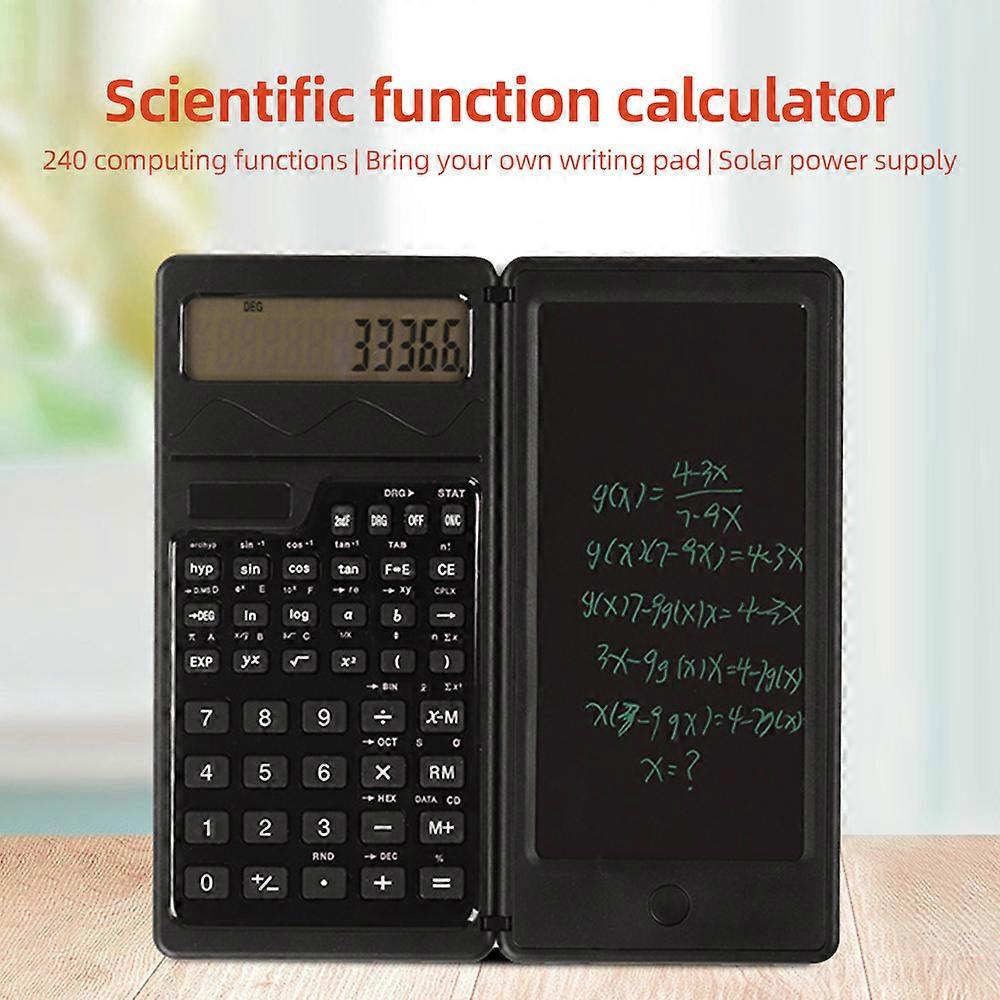 Scientific Calculator with 6 Inch Writing Board and Pen Dual Power Solar and Battery Operated Foldable Functions Calculator with 10-bit Display Scree