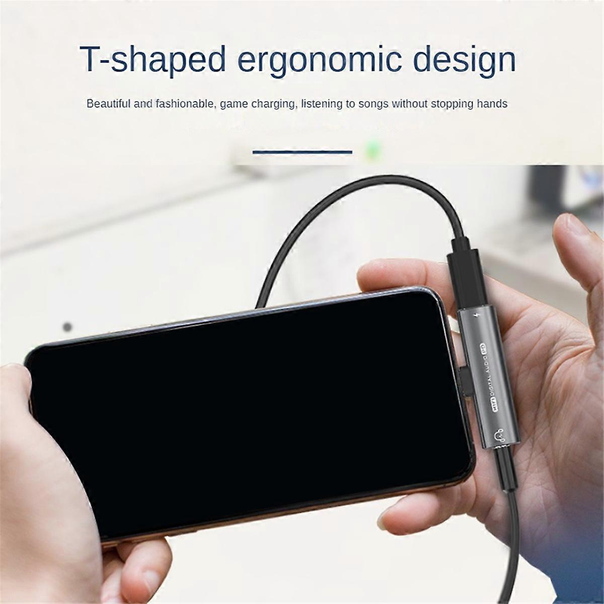 2In1 USB Type-C to 3.5mm Earphone Adapter 16Bit/48KHz Decoder, Black