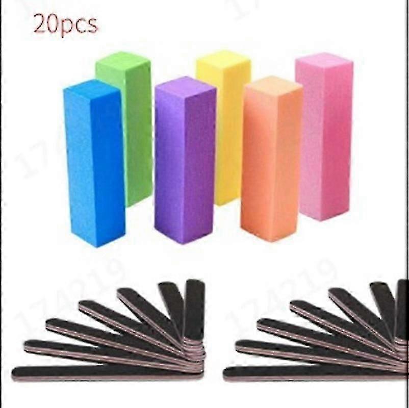 Nail File Professional Nail Art Tool Kit Rectangular Art Care Buffer Block Tool Grit 20Pcs (Black)