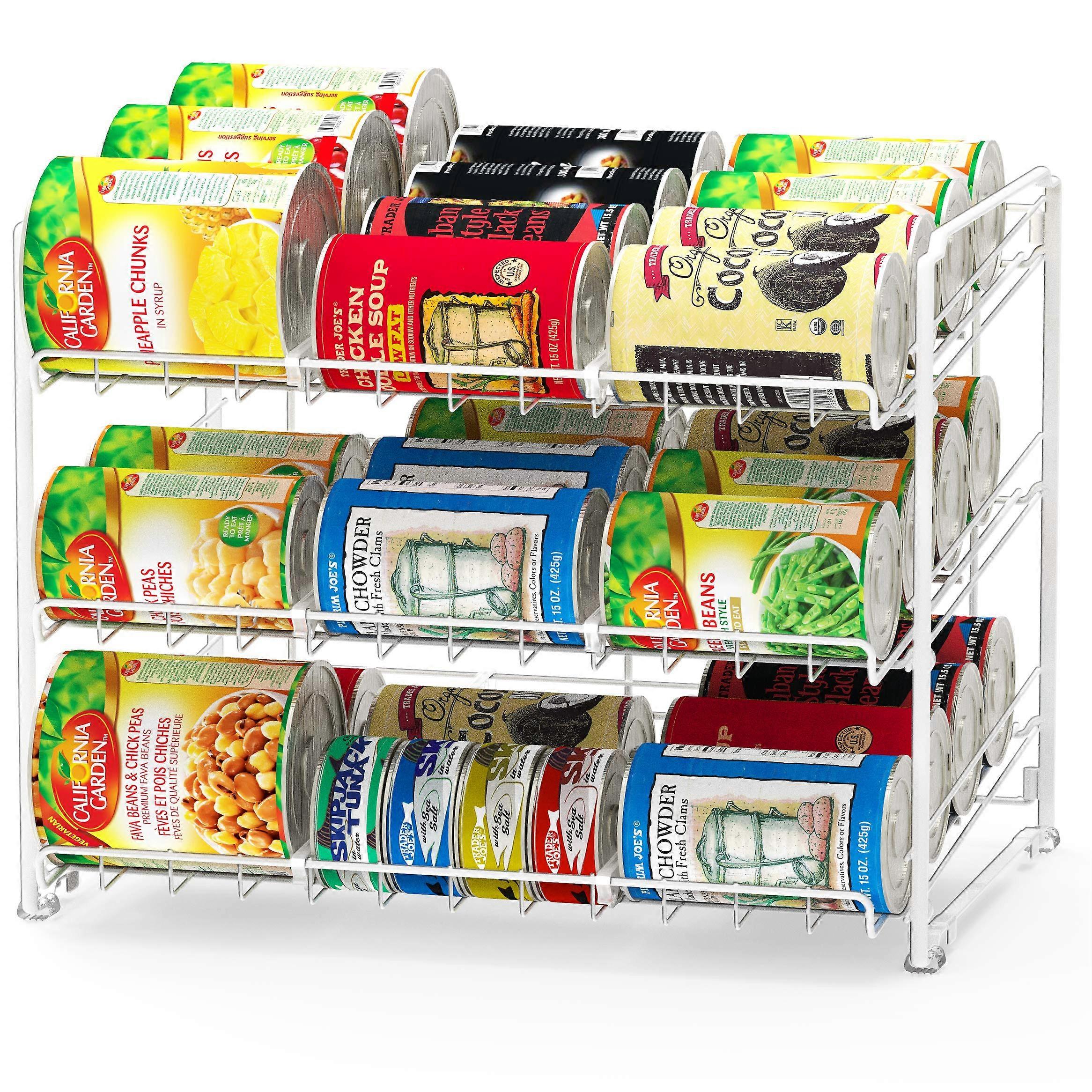 White Canning Rack Organizer for Kitchen Storage, Sturdy Metal Construction, Adjustable Height, Space-Saving Design
