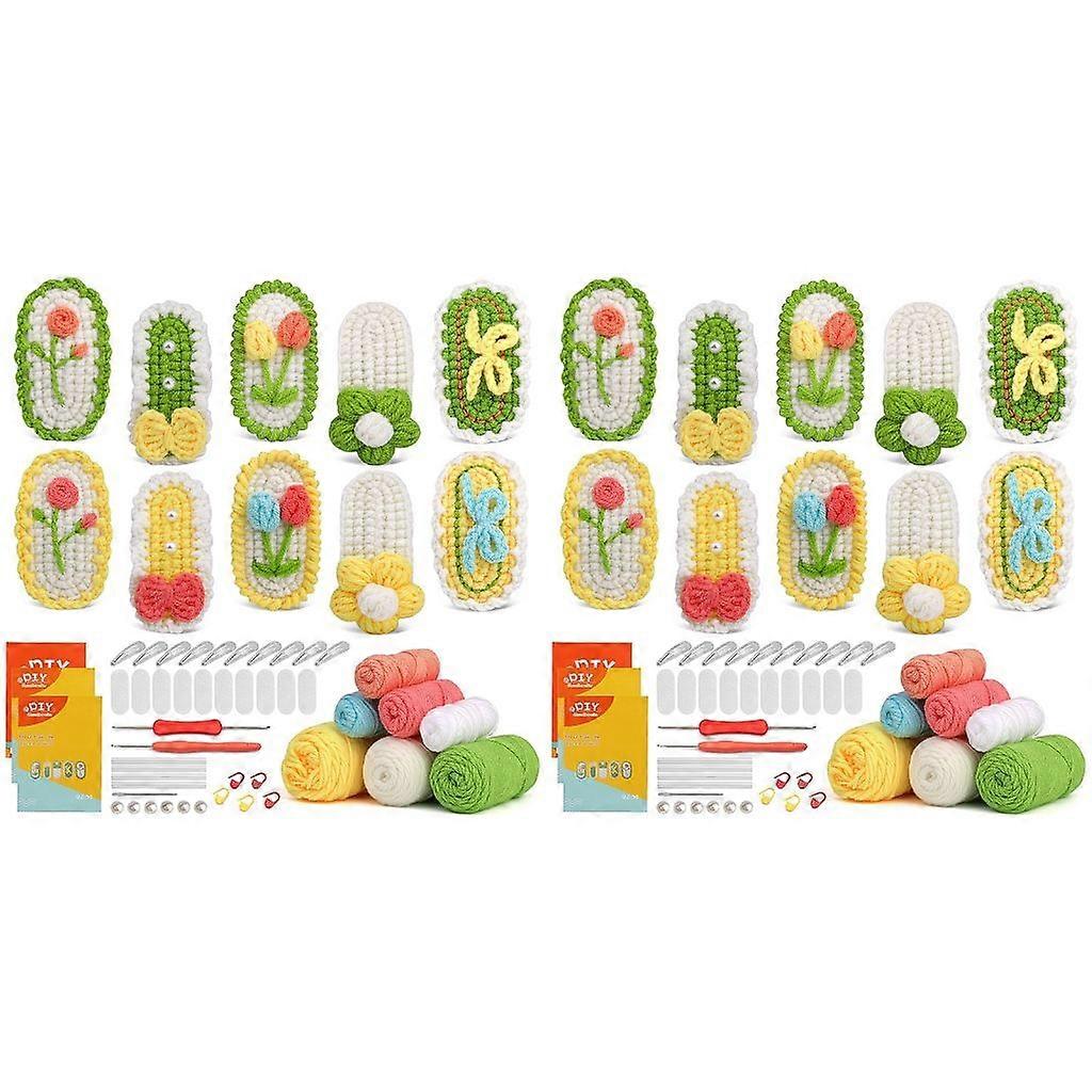 2Sets DIY Handmade Hairpin Crochet Kits for Beginners Sewing Material Package