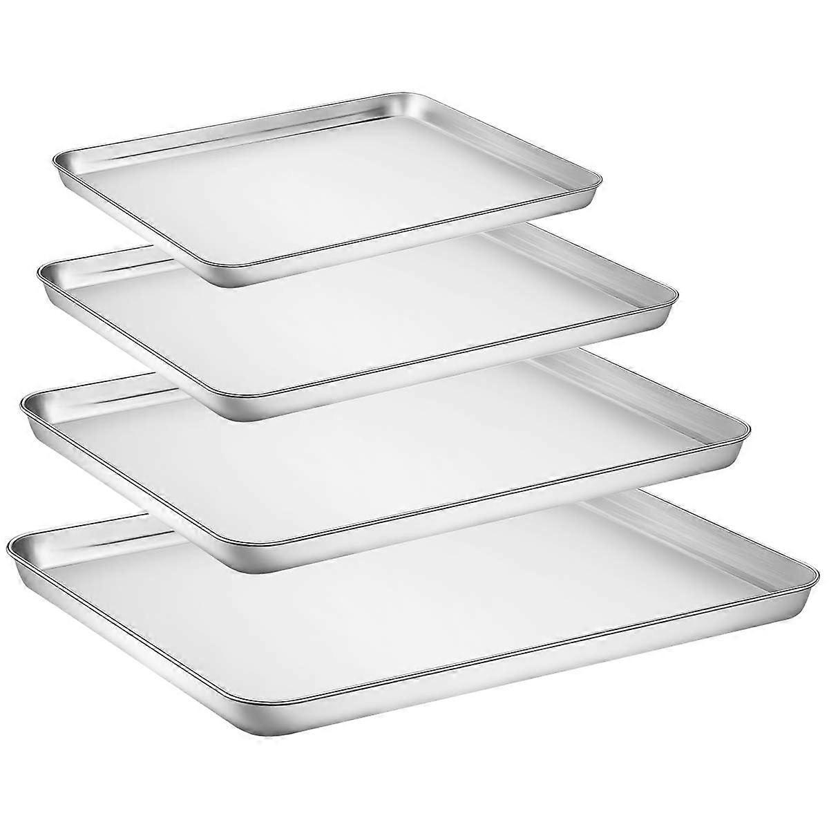 Baking Sheet Set Of 4 Stainless Steel Cookie Sheet Non Toxic Dishwasher Safe Mirror Finish Rust Free 16 12 10 9 Inch