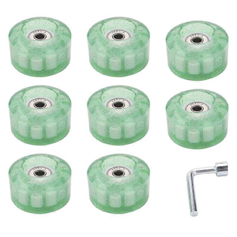 8 Piece Glitter Light Up Roller Skate Wheels Luminous Skate Wheels with Bearings Installed 32 x 58