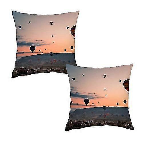 空に熱気球印刷枕カバー