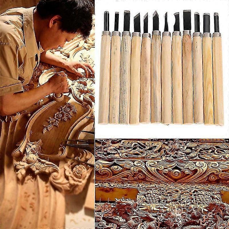12pcs Wood Carving Hand Chisel Woodworking Tool Set Woodworkers Gouges