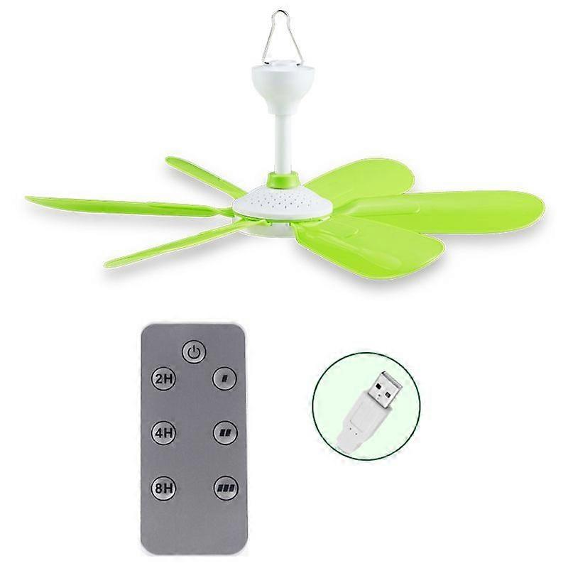 6 Leaves USB Ceiling Canopy Fan Remote Control Timer 3 Speed Hanging Tent Fan