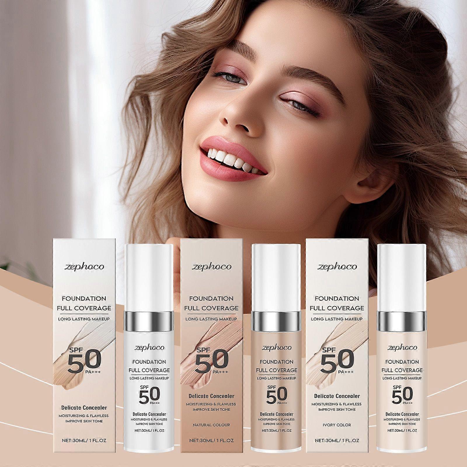 30ml Foundation Full Coverage, Liquid Flawless Colour Changing Warm Skin Tone Foundation Makeup, Waterproof Long Lasting Moisturizing