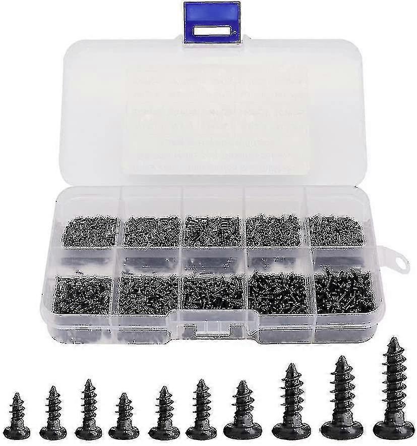1000 Pieces Round Phillips Mini Wood Screws with Self-Tapping M1 and M1.2