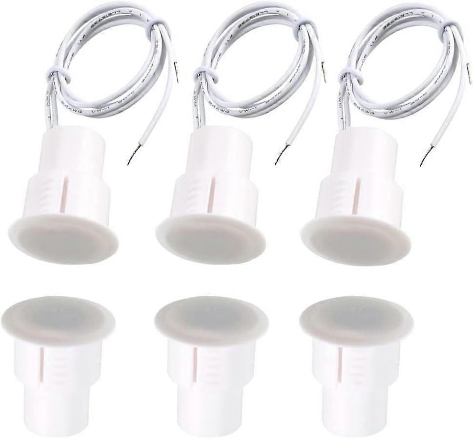 6pcs Recessed Tinplate Door Window Contact Sensor Wired Security Magnetic Reed Switch,Magnet Close-Connect Circuit,Magnet Far-Disconnect Circuit