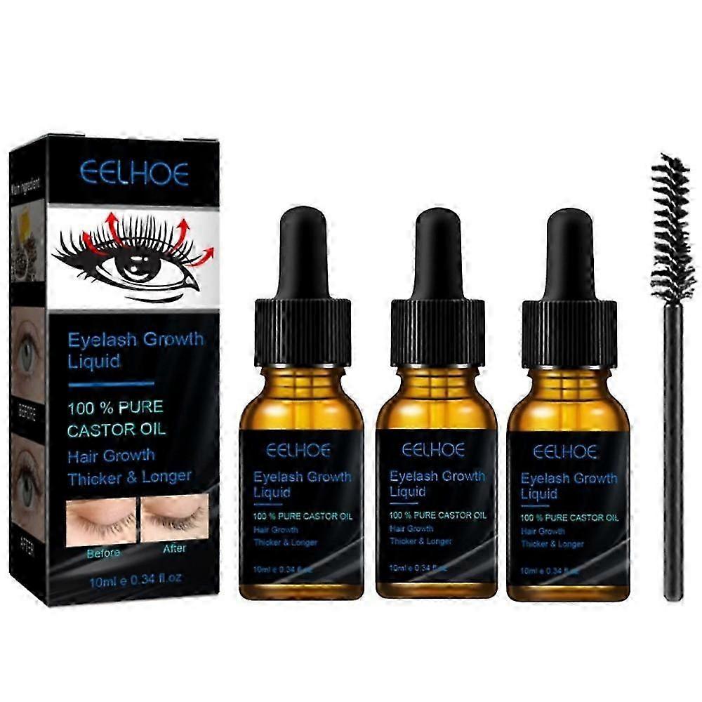 3 قطع مصل رمش زيت الخروع ، 100 ٪ زيت الخروع الطبيعي النقي ، نمو الرموش ، زيت أساسي سميك محسن مغذي أطول رمش