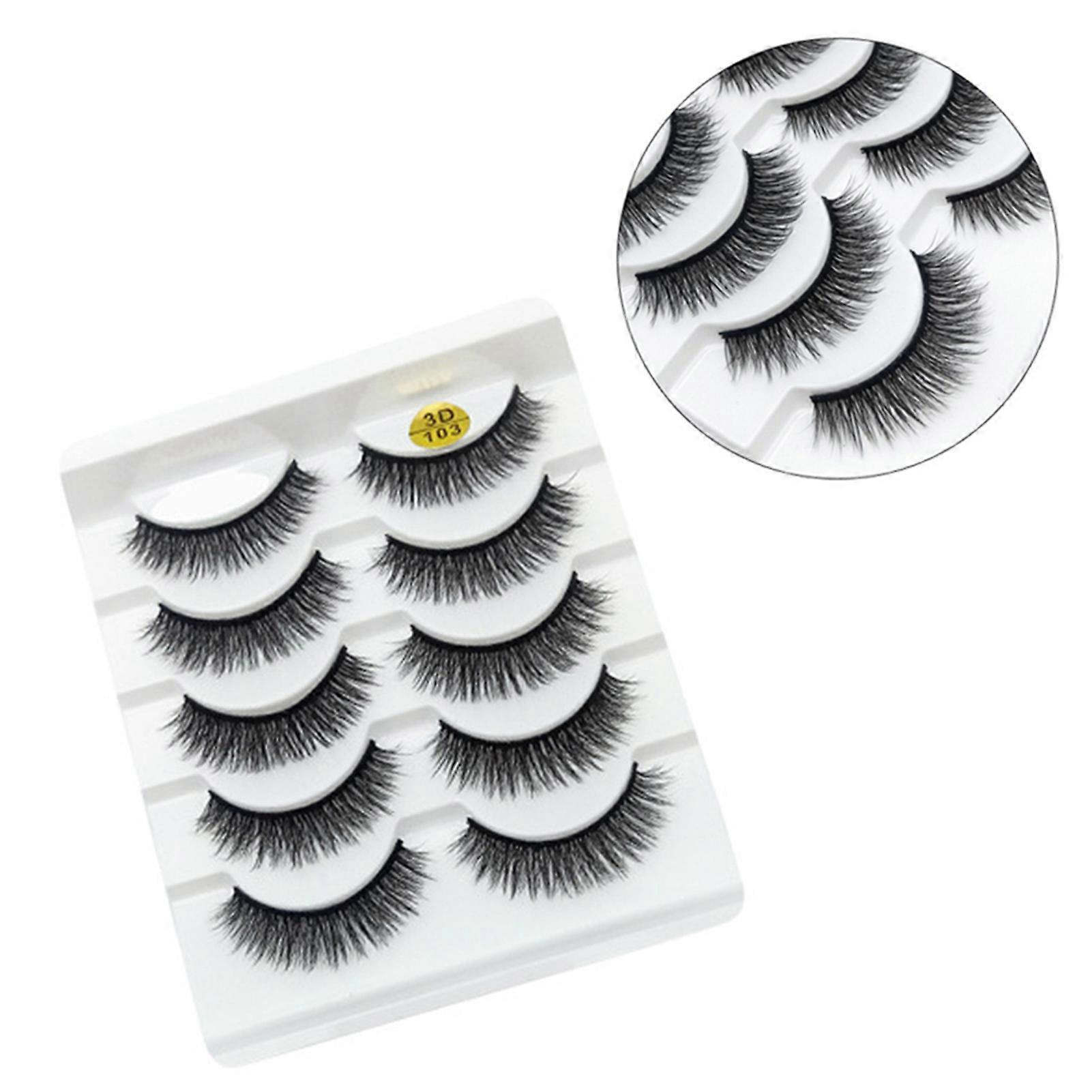 3D Fluffy Eyelashes Extension 5Pairs False Eyelash Natural