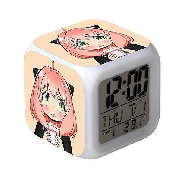 Wekity Anime  Alarm Clock One Piece LED Square Clock Digital Alarm Clock with Time, Temperature, Alarm, Date