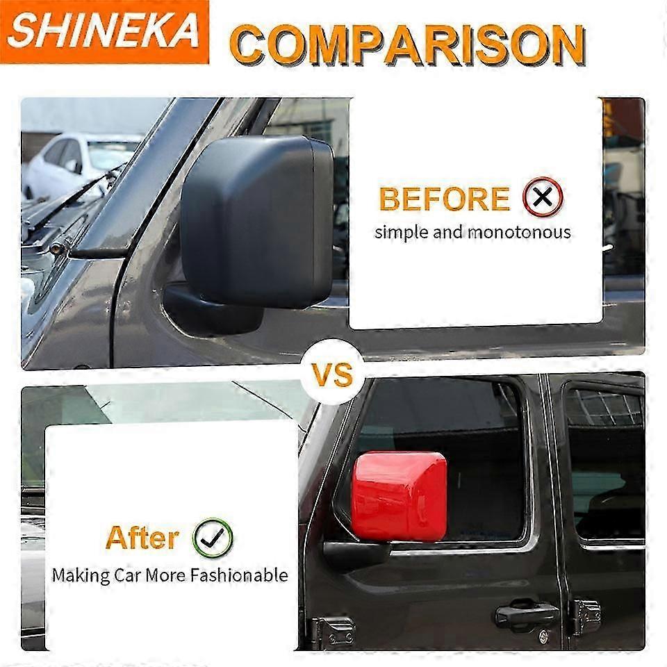 Shineka Car Rearview Mirror Decoration Cover For Jeep Wrangler Jl Gladiator Jt 2018 2019 2020 2021 2022 Up Exterior Accessories