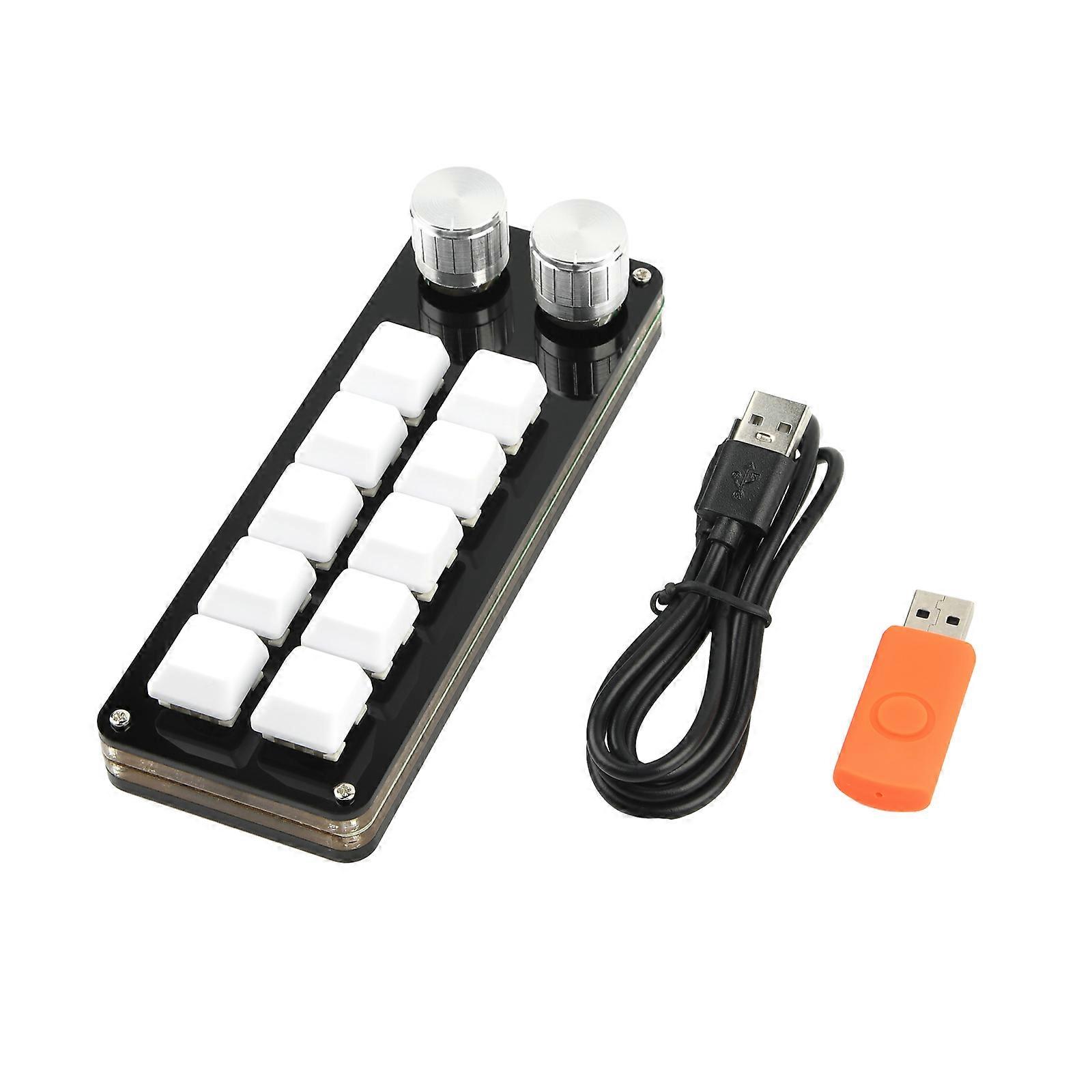 10 Key 2 Knob USB Gaming Keypad Customizable Programmable Copy Pastes Small Keypad with RGB Backlit Detachable Cable
