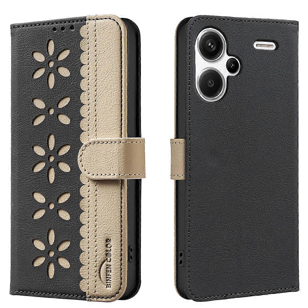 Compatible For Xiaomi Redmi Note 13 Pro+ 5G Leather Case BINFEN COLOR BF36 Floral Pattern Phone Cover RFID Wallet Stand
