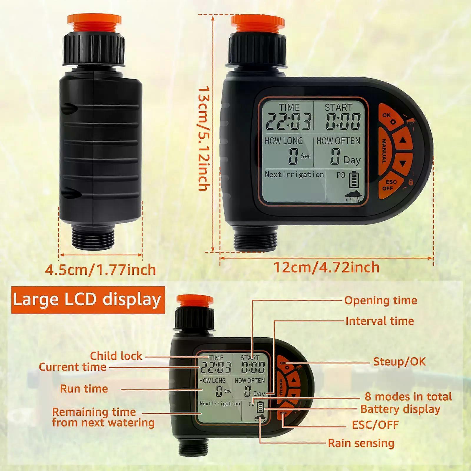 Sprinkler Timer Programmable Water Timer with Rain Delay/Manual/Automatic Watering System Digital Irrigation Timer Outdoor Water