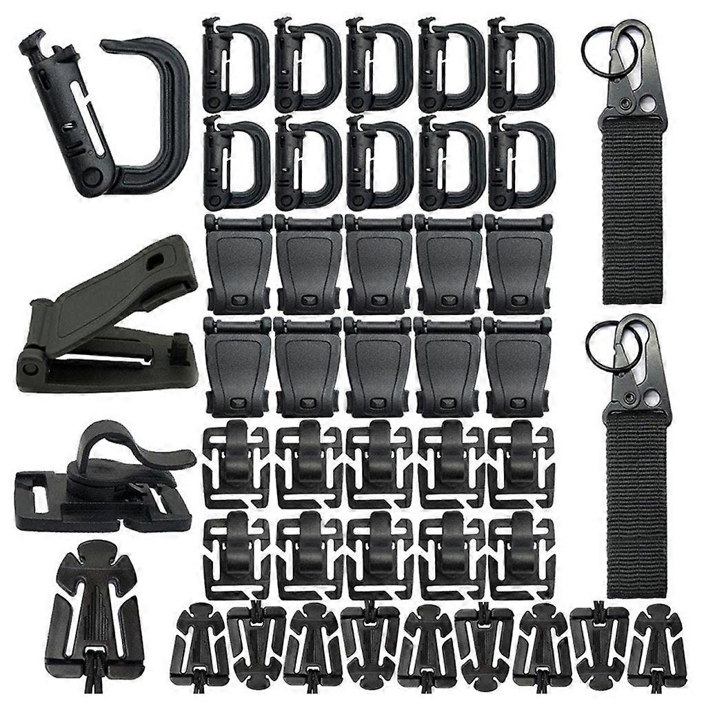 42Pieces Kits of Release Buckle D-Ring Locking Clips Elastic Strings Locking Gear Clip Strap Management Tool Buckle