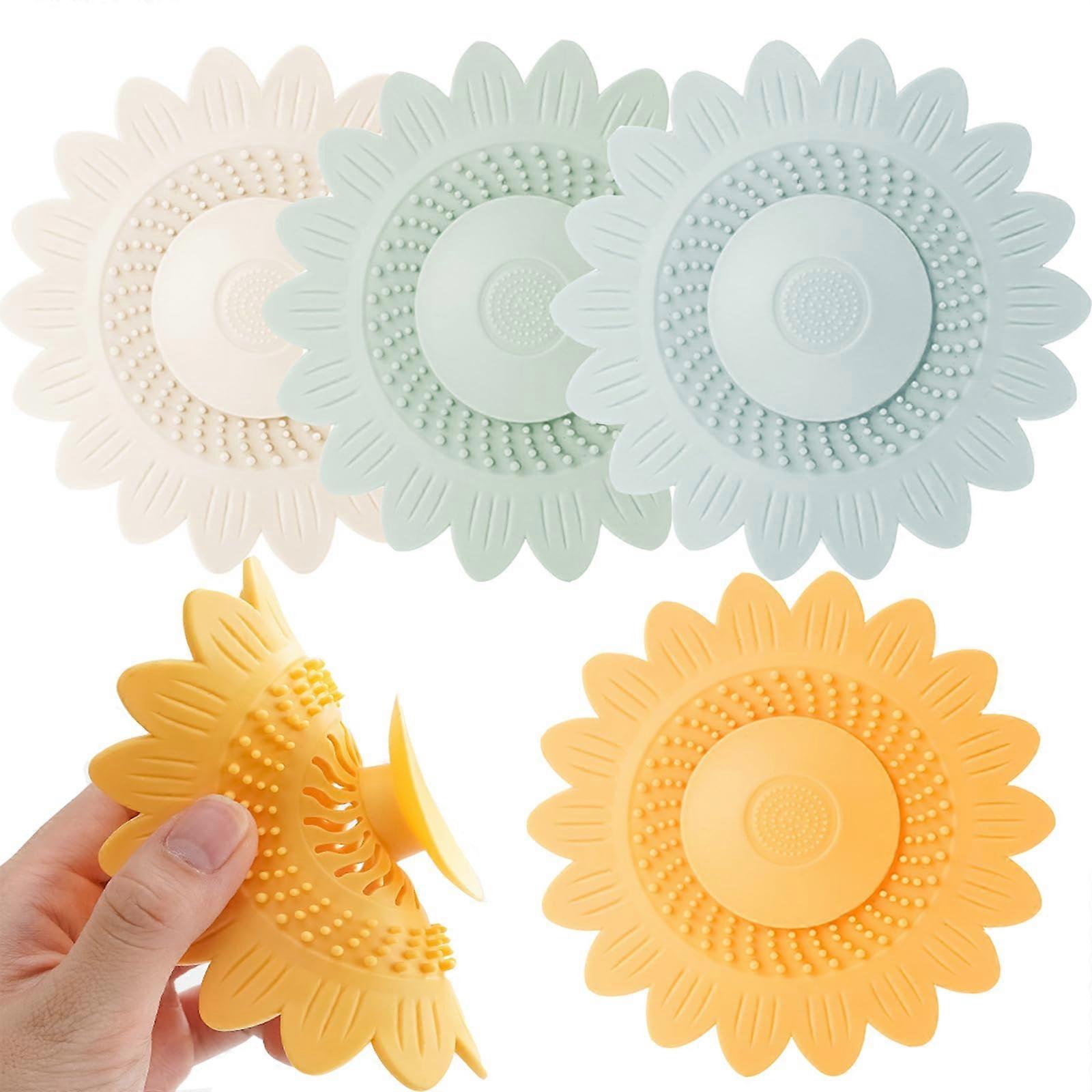 Sink Plug, Pack of 4 Drain Plugs with Strainer Function, Drain Strainer, Hair Strainer, Shower Silicone Drain Strainer Plug for Sink, Bathtub