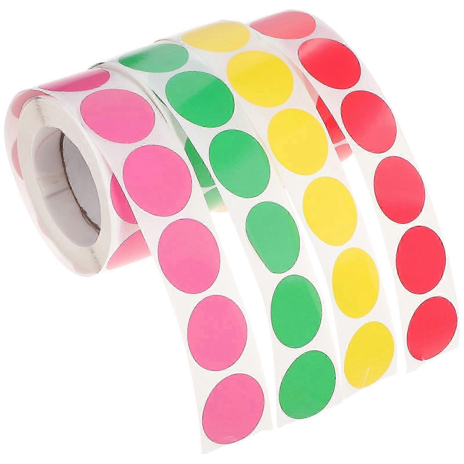 4 Rolls Colorful Coding Label Stickers Adhesive Dot Stickers Solid Colors Round Stickers