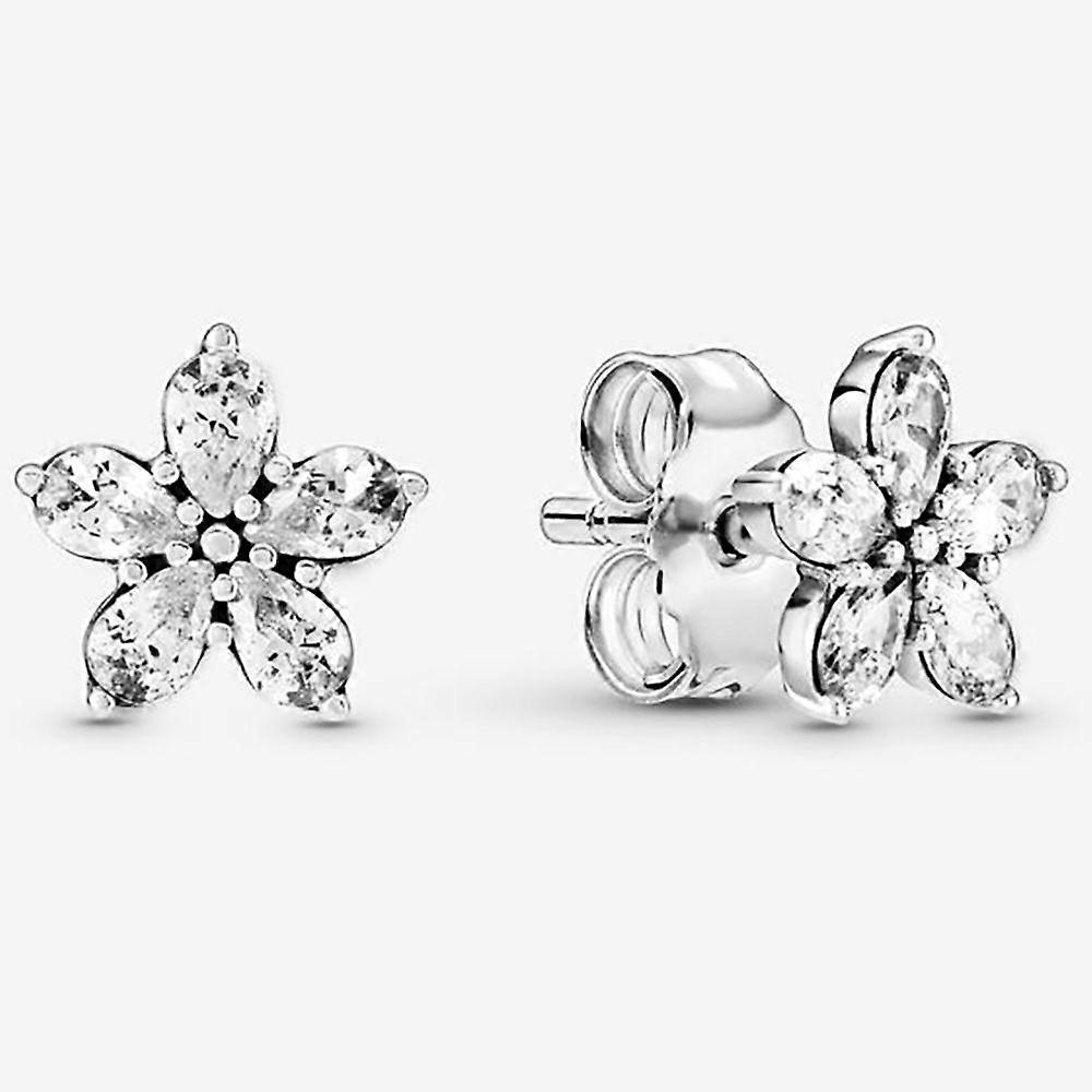 Pandora Sparkling Snowflake Silver Stud Earrings 299239C01, Includes Original Box