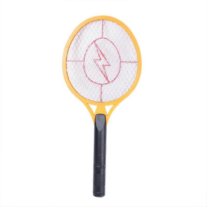 ABS/PS electric mosquito swatter, battery powered three-layer mesh mosquito swatter, yellow