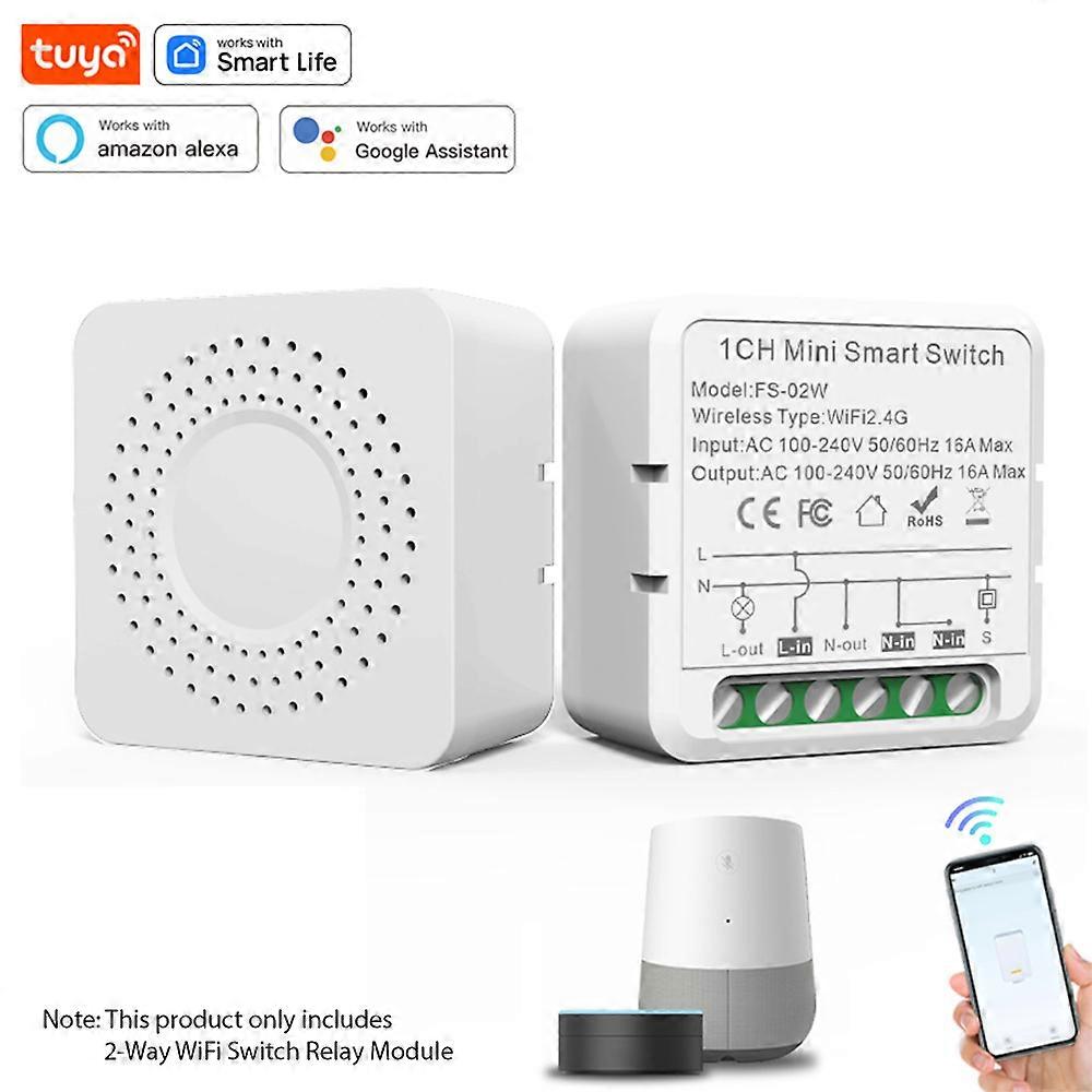 2-Way WiFi Smart Switch Relay Module 16A 3.9x8.8x2.2cm