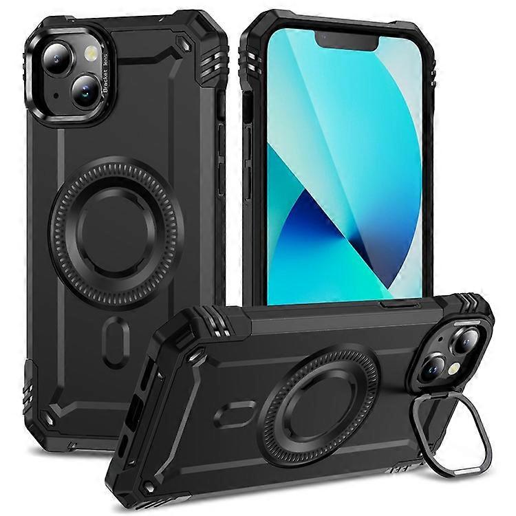 Compatible For iPhone 13 Case Compatible with MagSafe Metal Lens Frame Kickstand PC+TPU Mobile Cover