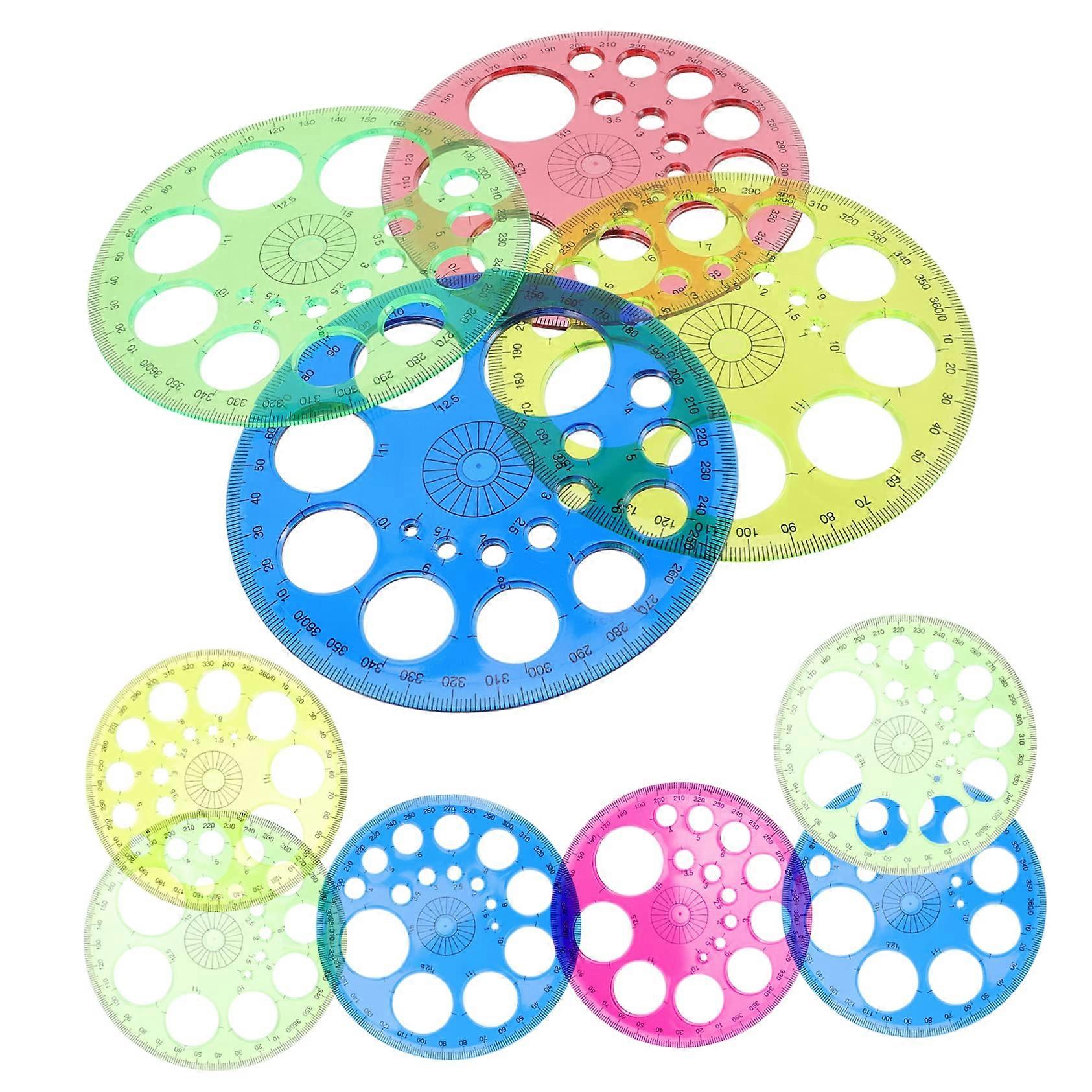 Plastic Protractor 360° Circle Ruler Student Tool Dowsing Rods Measuring Ruler for and Random Color