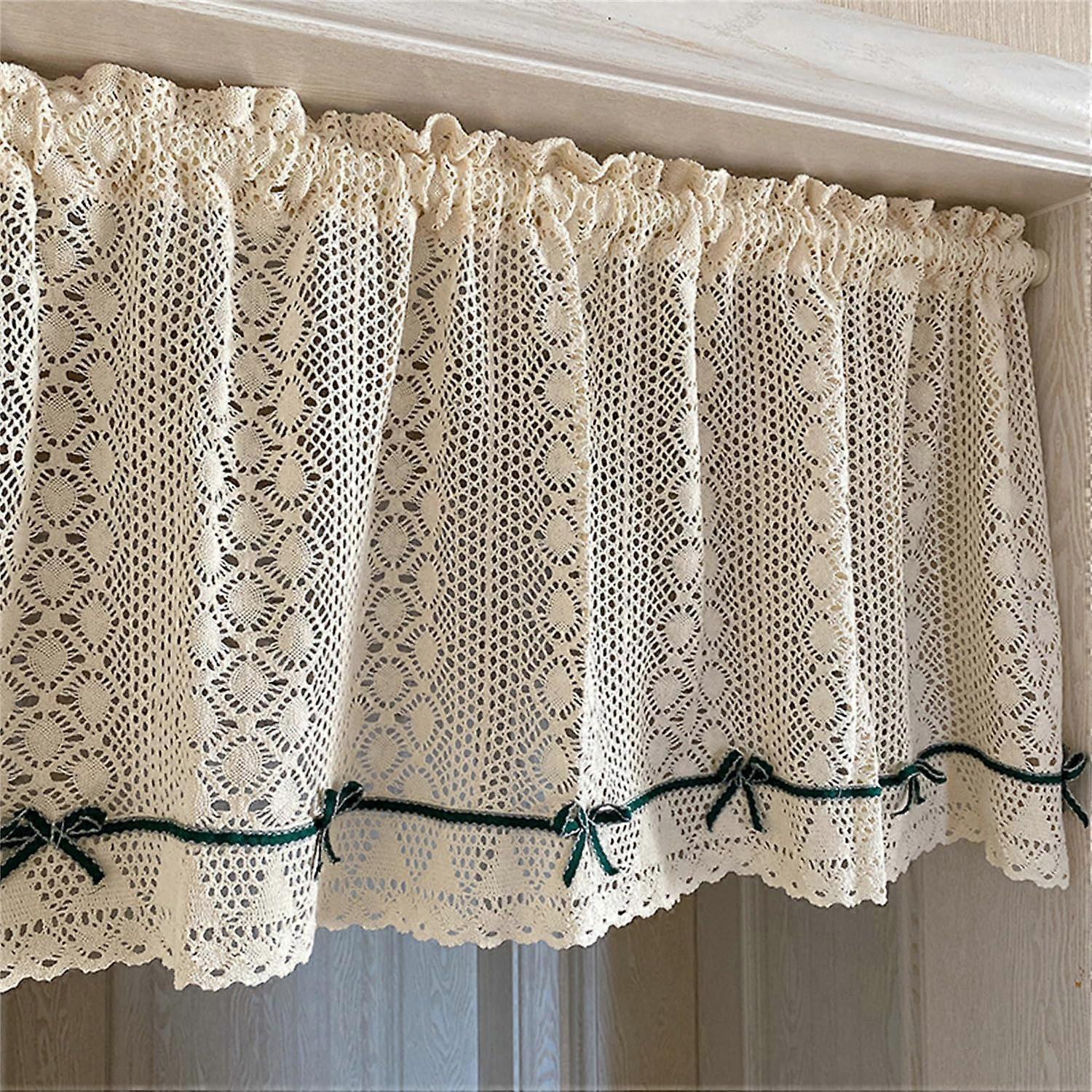 Crochet Look Net Curtain, Crochet Floral Pattern, Net Curtain With Flowers, Size 45x100 cm