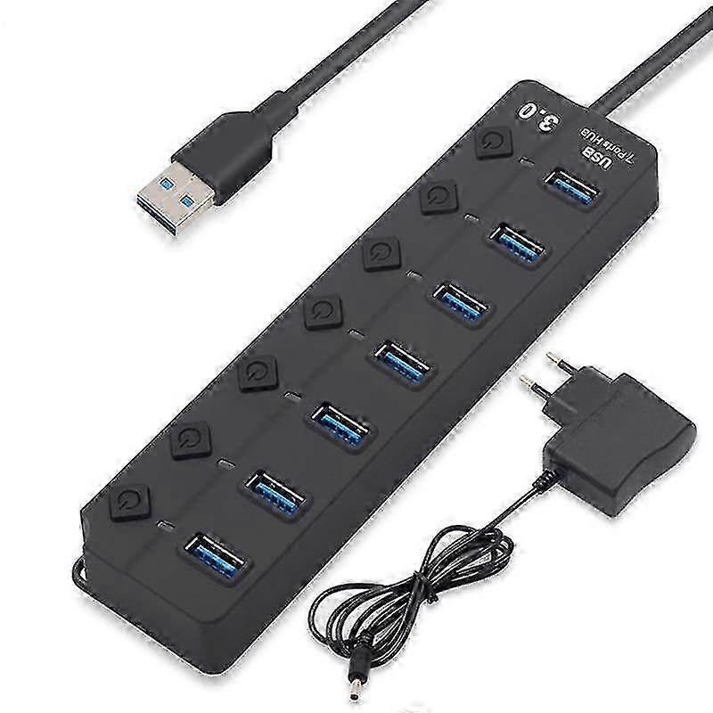 Hub USB 3.0 de carregamento rápido com 7 portas - PD Power Delivery, transferência de dados para laptop e dispositivos