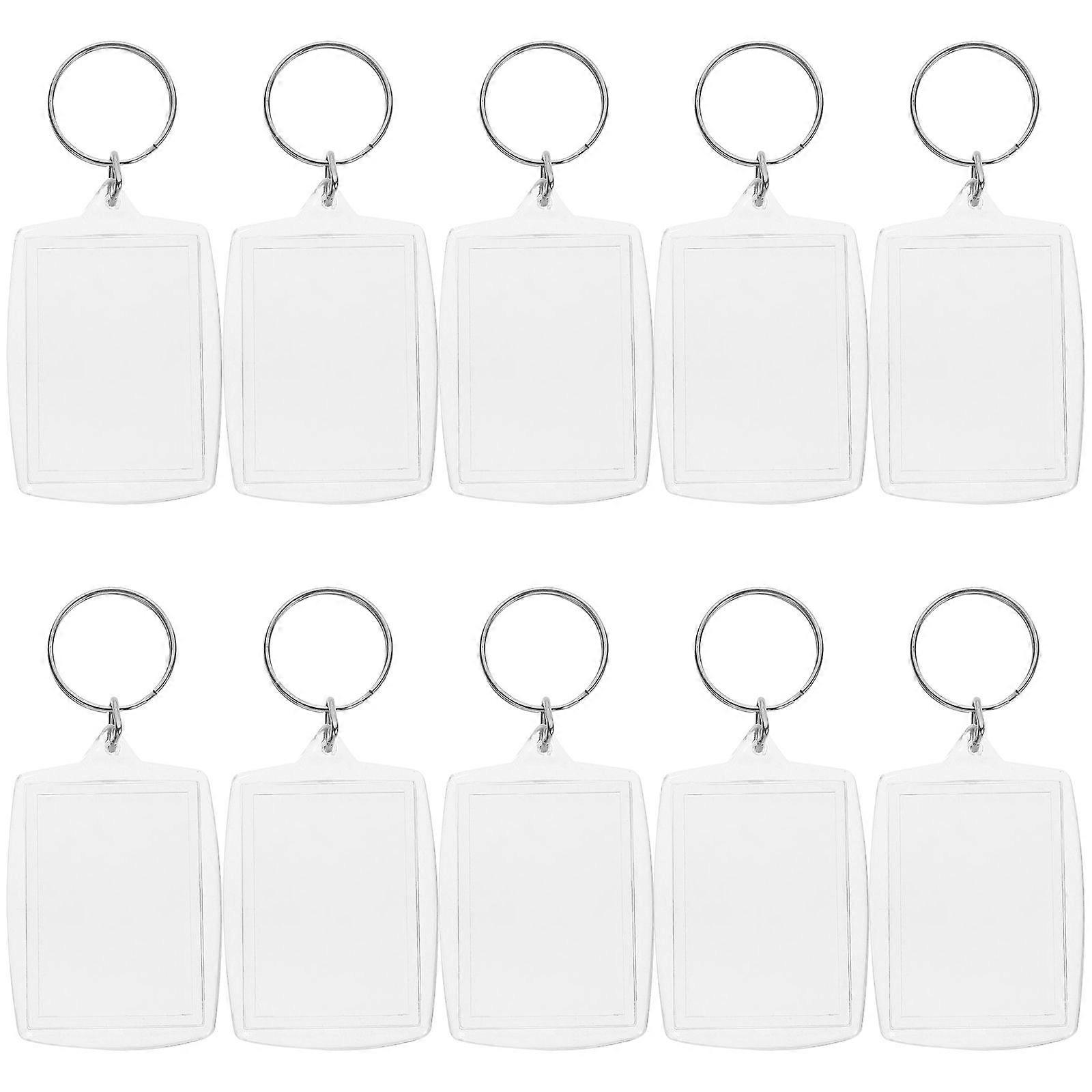 100pcs Transparent Blank Acrylic Insert Photo Picture Frame Keyring Keychain Key Holder DIY Split Ring Key Chain Gift
