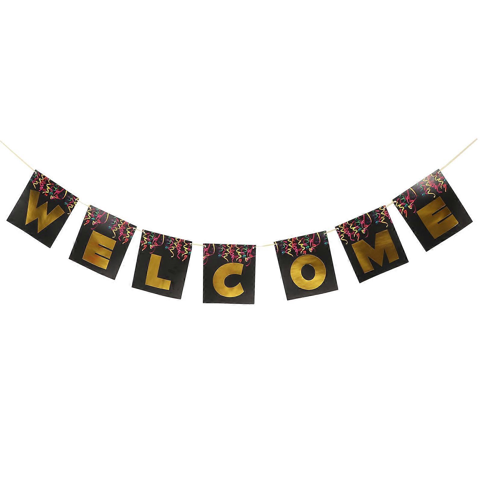 Welcome Banner Greeting Decoration For Classroom Events Celebrations 21.50X18.00X0.10CM Paper Rectangular Flags 1Set