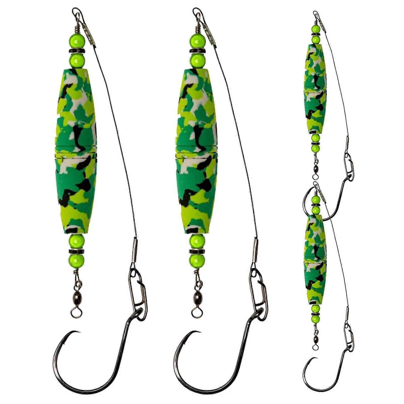 Catfish Rig Device - 4 Pack Foam Peg Floats Bait Rigs, 3" Rattle Float Baits, Effective Catfish Fishing Tackle, Green