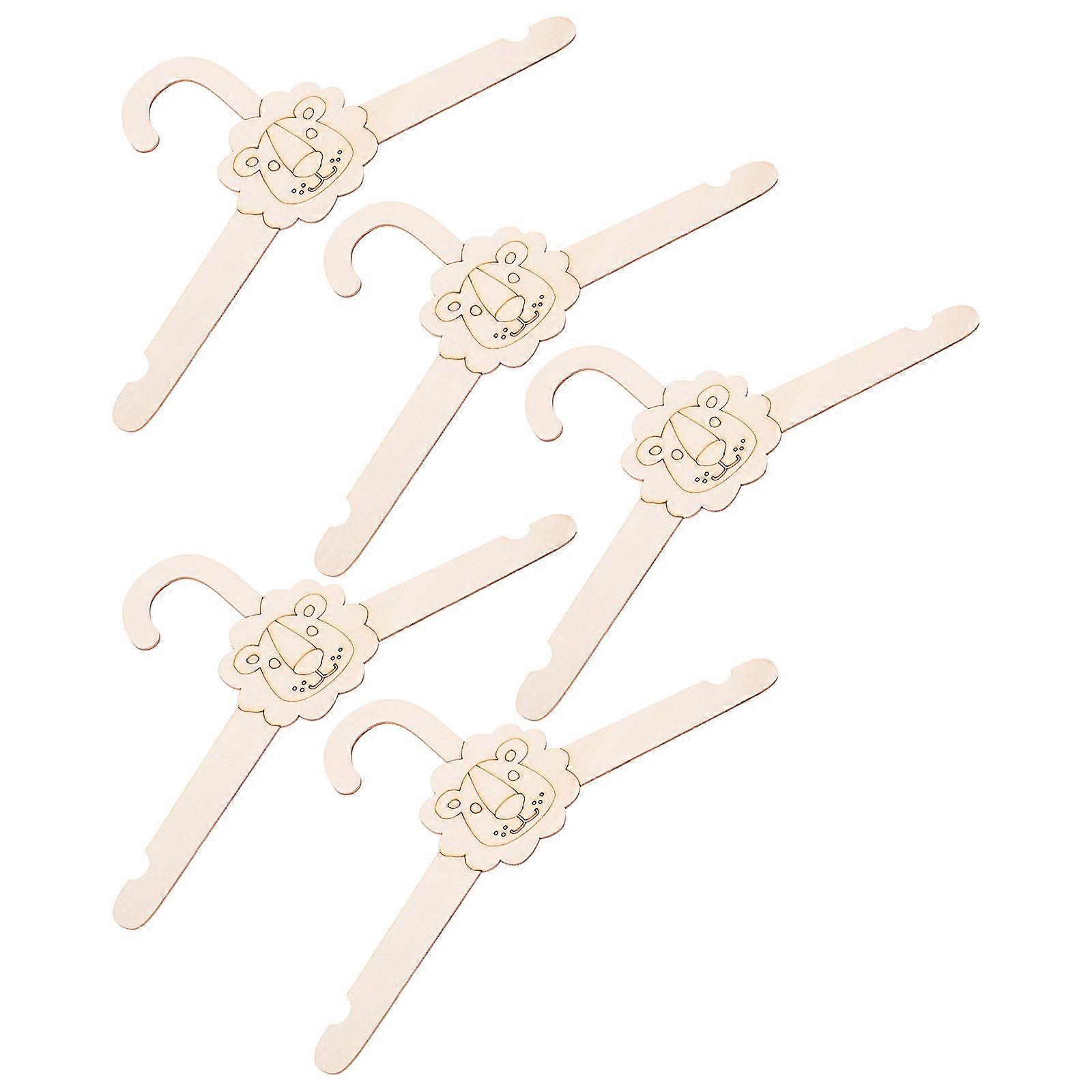 Cute Lion Face Wooden Hangers For Nursery Home Decor And School Environment 5Pcs