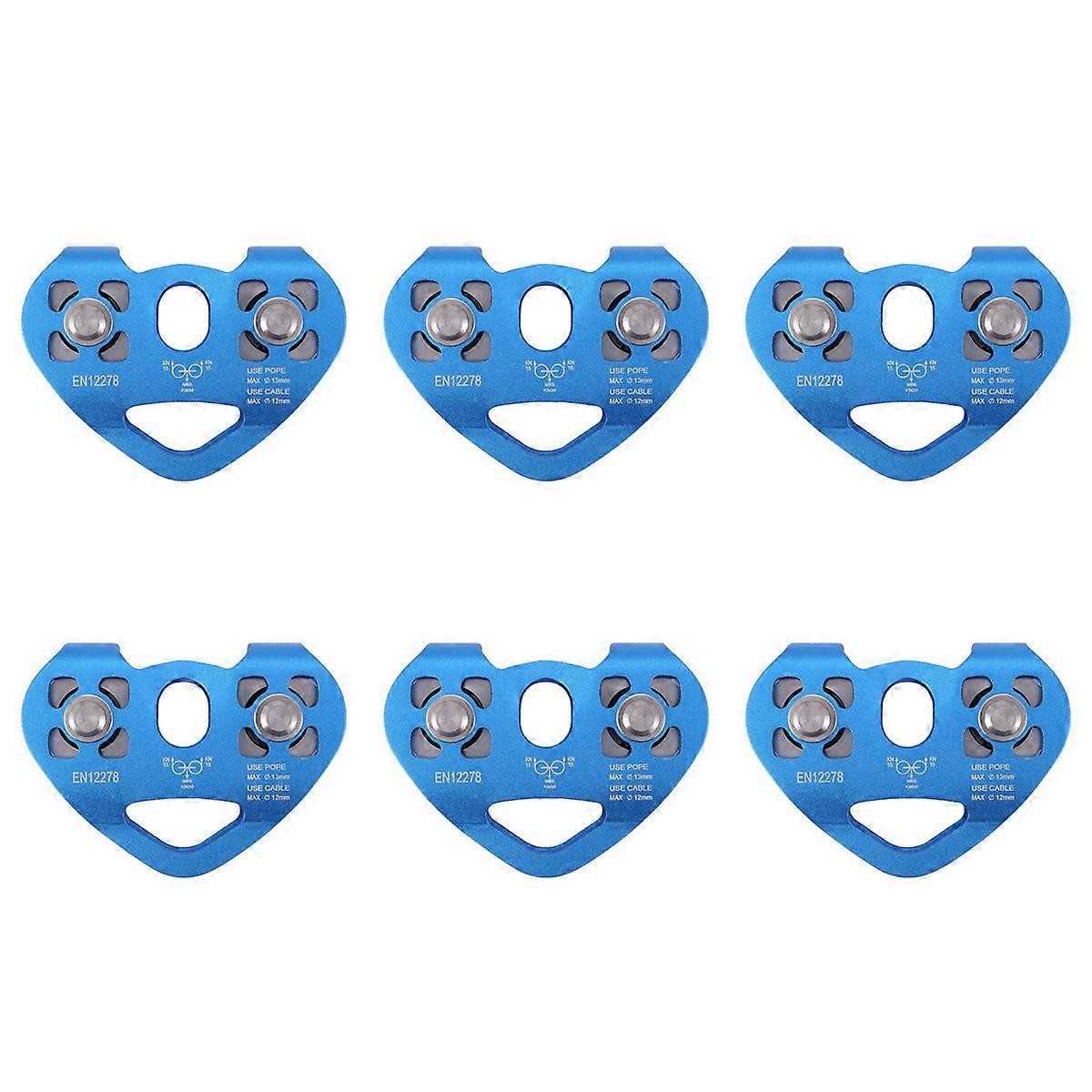 6X Heart-Shape Climbing Double Pulley Steel Cable Rope 13mm Climbing Device High Speed Zipline Troll