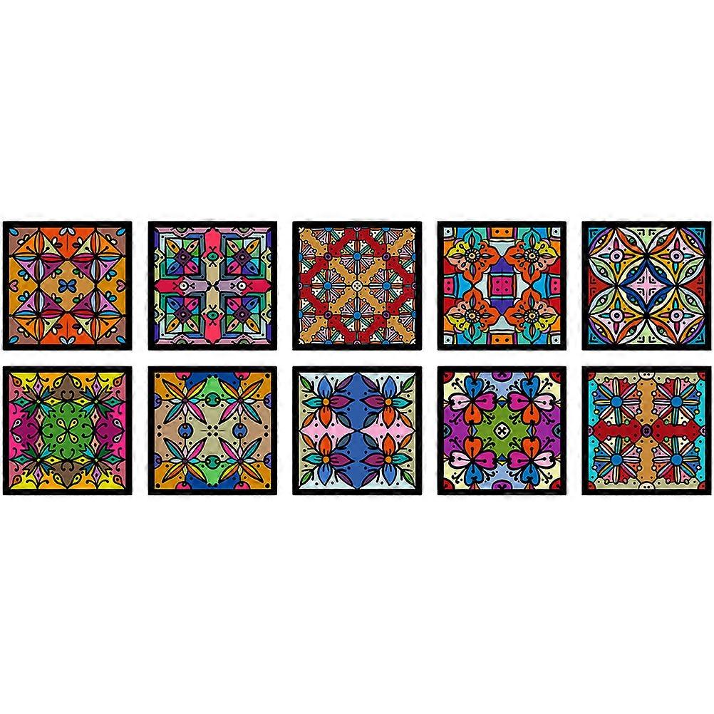 Self-Adhesive Kitchen Backsplash Wall Panel Square Wallpaper Tiles 15x15cm Easy to Clean