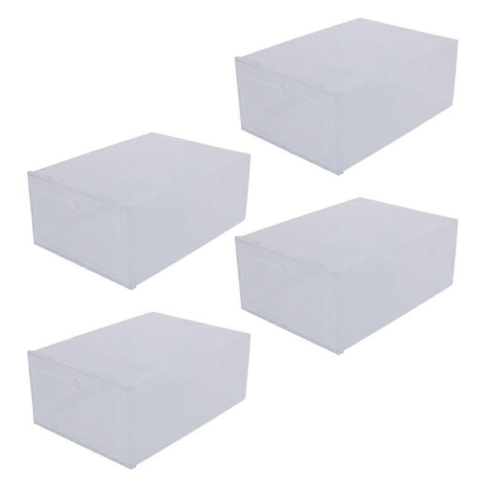 Shoe Holders Shoe Storage Organiser 4Pcs Transparent PP Material Rectangular Shape For Closet Organization