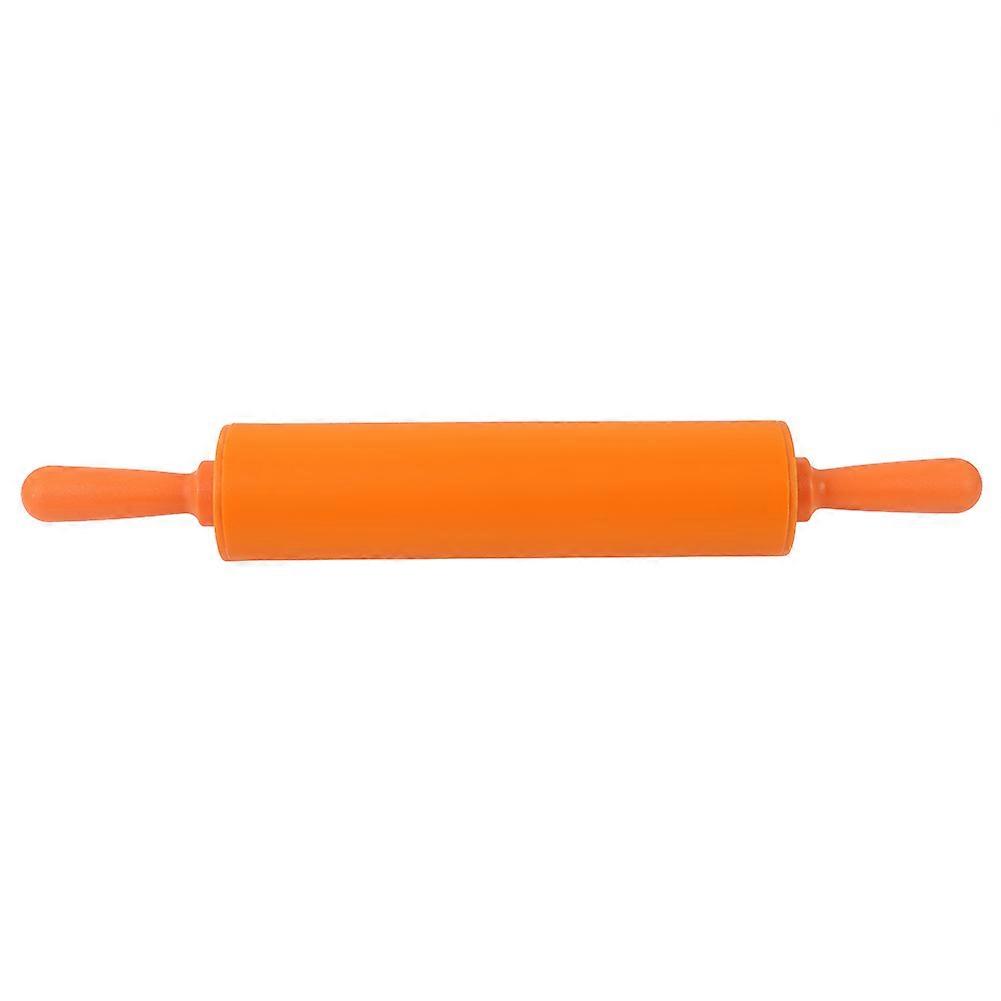 Colorful Silicone Rolling Pin Restaurant Homemade Bread Cookie Dough Rolling Tool (Orange)